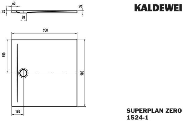 Kaldewei Superplan Zero receveur de douche acier émaillé 900 x 900 mm - wit