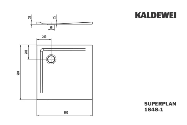 Kaldewei Superplan Redesign douchebak 900 x 900 x mm - wit mat - secureplus