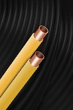Talos GAS koper buis met gele PVC mantel op rol 18 x 1 mm (rollengte 25m) - prijs per meter