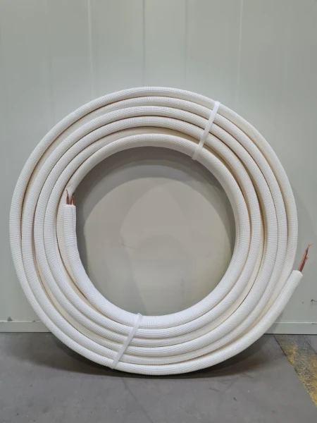 ProOne Airco II Twin koper koelleiding (rollengte 30m) 3/8 x 5/8 - wit - met isolatie 9mm Pe-X - prijs per meter - verkoop per rol