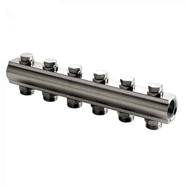 Begetube chromé collecteur sans trou de purge avec robinets prémontés 4/4 - 5 x M24