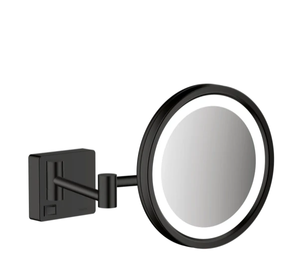 Hansgrohe AddStoris miroir de rasage rond - noir mat - avec éclairage