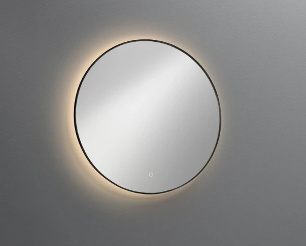 Procasa Mila miroir rond 1000 mm - avec éclairage LED - noir mat