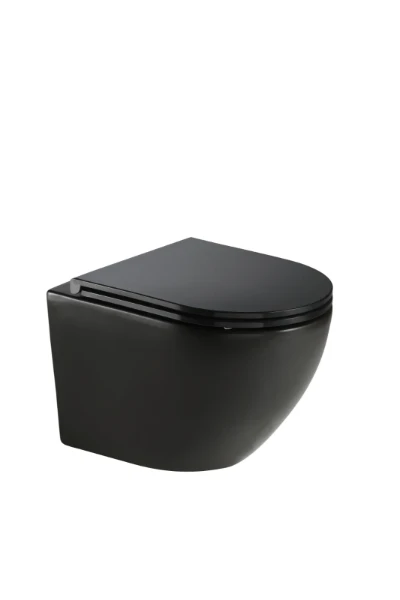 Procasa Maki toilette suspendue Cycloneflush rimless PACK (toilette suspendue + abatant avecsoftclose) -sans rebord - noir mat - 520 x 365 mm