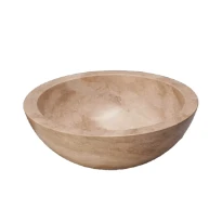 Procasa Pietra lavabo à poser 400 x 400 mm - travertin adouci - natuursteen - sans trou de robinet - sans trop-plein