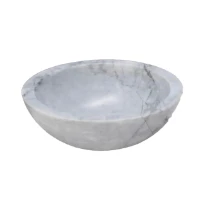 Procasa Pietra lavabo à poser 400 x 400 mm - Carrara poli - pierre naturelle - sans trou de robinet - sans trop-plein