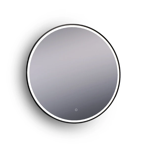 Procasa Mir miroir rond 800 mm - noir - bord métallique - inclusif éclairage