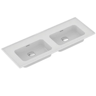 Ideal Standard Strada II vanity double lavabo 1240 x 460 mm - blanc - sans trou de robinet - avec trop-plein