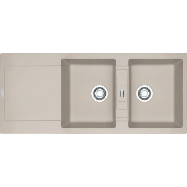 Franke Maris inbouwspoeltafel 1160 x 500 mm - 2 bakken - koffie room