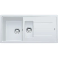 Franke Basis - Evier à encastrer / 970 x 500 mm / 1+1/2 bassin / Blanc metallisé / Réversible