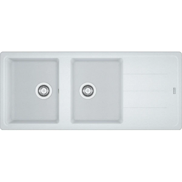 Franke Basis inbouwspoeltafel 1160 x 500 mm - 2 bakken - metaal wit - omkeerbaar