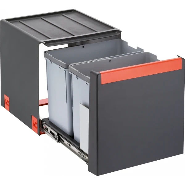 Franke Cube - Séparateur de déchets / Ouverture latérale / 400 mm / 2 x 14 l / attache-porte