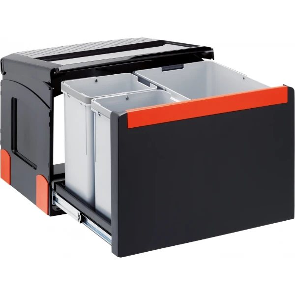 Franke Cube - Séparateur de déchets / Ouverture latérale / 500  mm/ 1 x 14 l + 2 x 8 l / Raccord porte -récipient