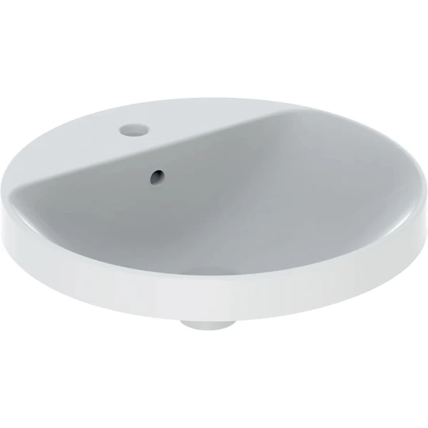 Geberit VariForm inbouwwastafel rond 480 mm - wit - met kraangat - met overloop - onderzijde geglazuurd