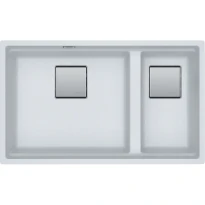 Franke Kubus 2.0 - Evier à sous-encastrer / 760 x 460  mm/ 1+1/2 bassin / Blanc