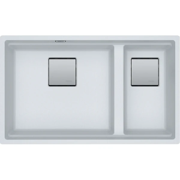 Franke Kubus 2.0 - Evier à sous-encastrer / 760 x 460  mm/ 1+1/2 bassin / Blanc