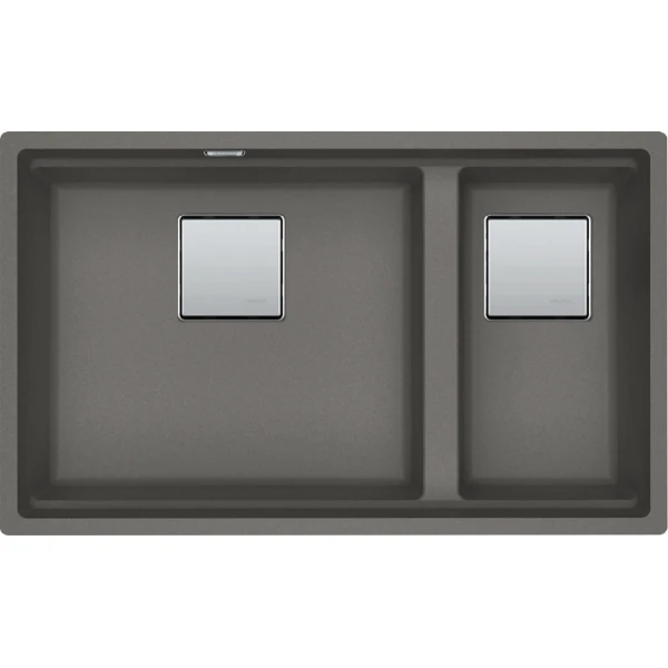 Franke Kubus 2.0 - Evier à sous-encastrer / 760 x 460  mm/ 1+1/2 bassin / Gris