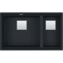 Franke Kubus 2.0 - évier à sous-encastrer / 760 x 460 mm / 1+1/2 bassin / Noir
