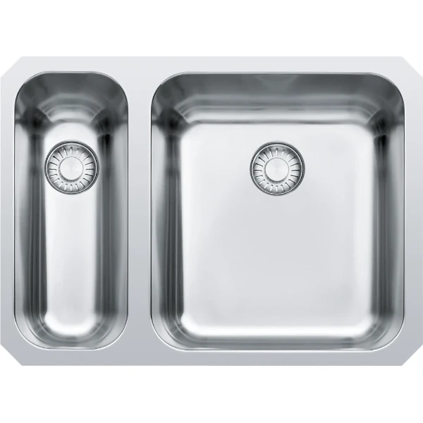 Franke Largo onderbouwspoelunit 575 x 420 mm - 1 + 1/2 bak - glad - grote bak rechts