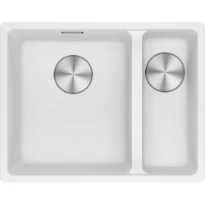 Franke Maris - Evier à sous-encaster / 553 x 433 mm / 2 bassins / Grand bassin à gauche / Blanc Métallisé