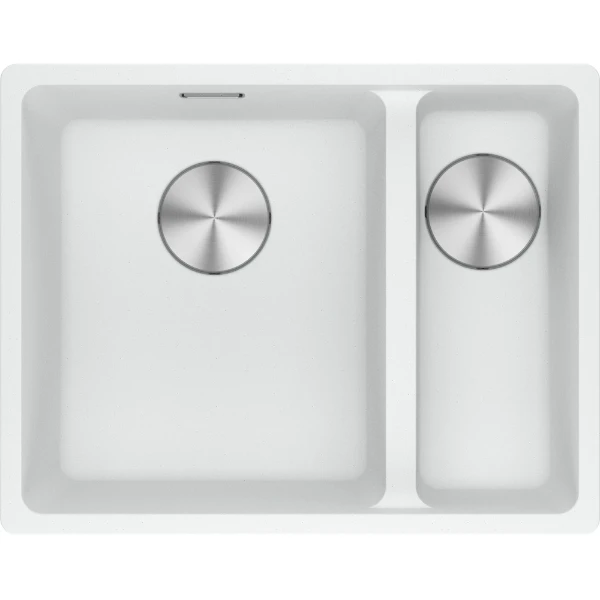 Franke Maris - Evier à sous-encaster / 553 x 433 mm / 2 bassins / Grand bassin à gauche / Blanc Métallisé