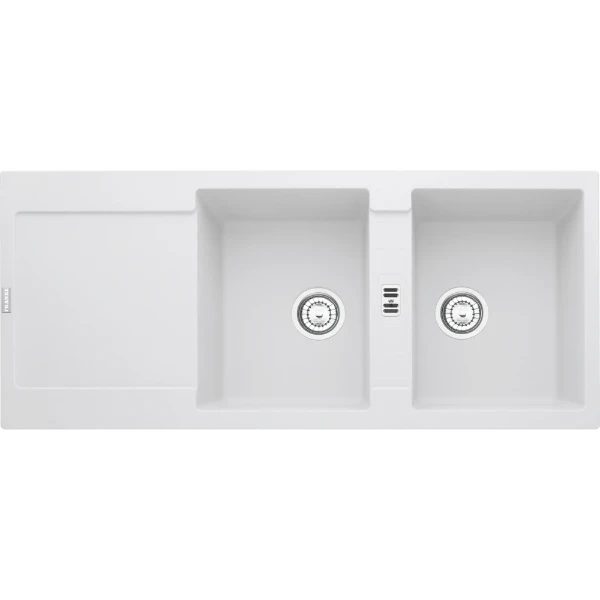 Franke Maris - Evier à encastrer / 1160 x 500 mm / 2 bassins / Blanc metallisé / Réversible