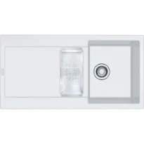 Franke Maris - évier à encastrer / 970 x 500 mm / 1+1/2 bassin / Blanc metallisé / Réversible