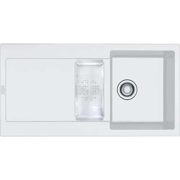 Franke Maris - évier à encastrer / 970 x 500 mm / 1+1/2 bassin / Blanc metallisé / Réversible