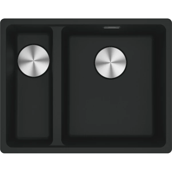 Franke Maris - évier à sous-encaster / 553 x 433 mm / 2 bassins / Grand bassin à droite / Noir Mat