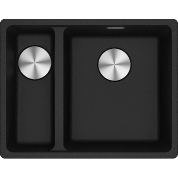 Franke Maris - Evier à sous-encaster / 553 x 433 mm / 2 bassins / Grand bassin à droite / Onyx