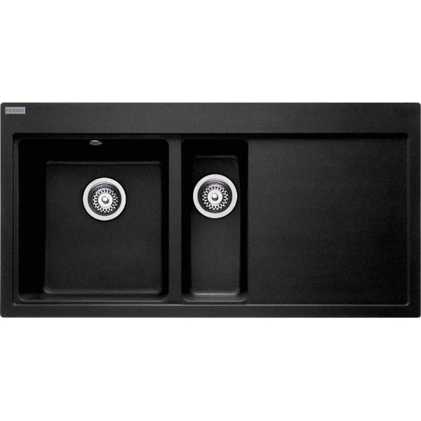 Franke Mythos inbouwspoeltafel 1000 x 515 mm - 1 + 1/2 bak - Onyx - druipblad rechts
