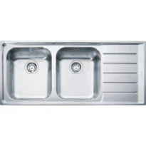 Franke Neptune - Evier à affleurer & SlimTop / 1164 x 514 mm / 2 bassins / Lisse / Egouttoir à droite