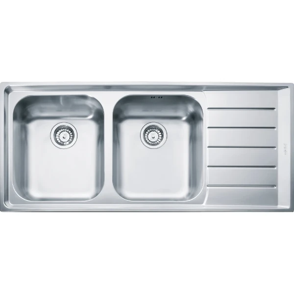 Franke Neptune - Evier à affleurer & SlimTop / 1164 x 514 mm / 2 bassins / Lisse / Egouttoir à droite