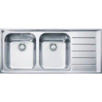 Franke Neptune - Evier à encastrer / 1160 x 510 mm / 2 bassins / Lisse / Egouttoir à droite