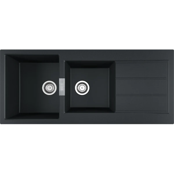 Franke Sirius inbouwspoeltafel 1160 x 500 mm - 2 bakken - zwart - omkeerbaar