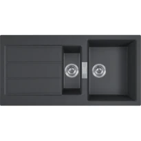 Franke Sirius S2D - évier à encastrer / 1000 x 510 mm / 1+1/2 bassin / Noir / réversible