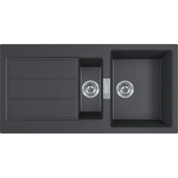 Franke Sirius S2D - évier à encastrer / 1000 x 510 mm / 1+1/2 bassin / Noir / réversible