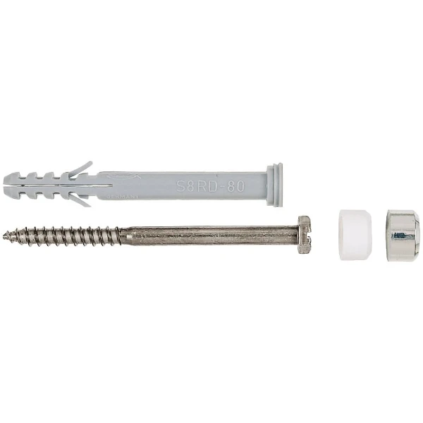 Fischer WC-bevestingsset M6 x 85 mm - messing - met wit + chrome afdekkapje - prijs per set