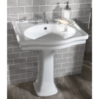 Aqua Prestige Loxley lavabo indépendant 655 x 560 mm - blanc  - avec trou de robinet - avec trop-plein - sans rehausse