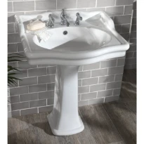 Aqua Prestige Loxley lavabo sur colonne 655 x 560 mm - blanc - avec trou de robinet - avec trop-plein