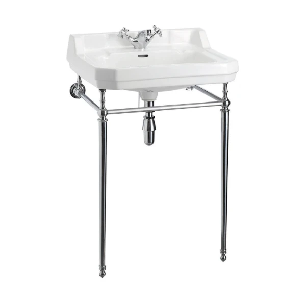 Aqua Prestige Edwardian lavabo avec colonne 610 x 510 mm - blanc - porcelaine - avec trou de robinet - avec trop-plein