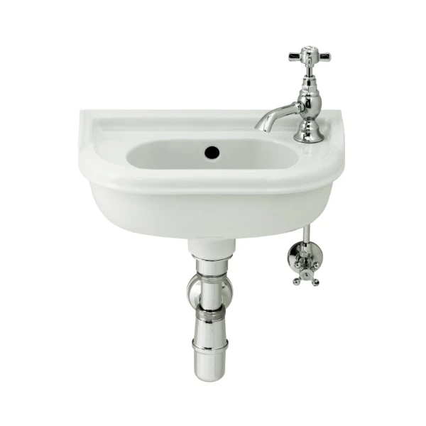 Cottage Belgravia lave-mains 400 x 215 mm - blanc - avec trou de robinet droite - avec trop-plein