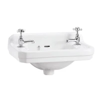 Aqua Prestige Edwardian lave-mains 510 x 320 mm - blanc - 2 trous de robinet - avec trop-plein
