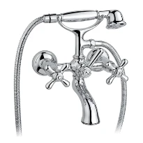 Cottage Nuova Brenta mitigeur bain/douche chromé avec inverseur, douchette, support et flexible de douche
