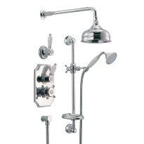 ENSEMBLE DOUCHE COTTAGE VICTORIAN chromé thermostat a encastr douche de tete-douchette-inverseur-flexible