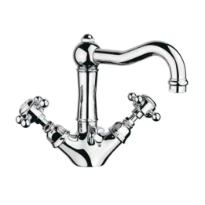 MELANGEUR DE LAVABO DUO-COMMANDE COTTAGE HALF DOME chromé poignee half dome 70 avec vidage aut. - bec orientable