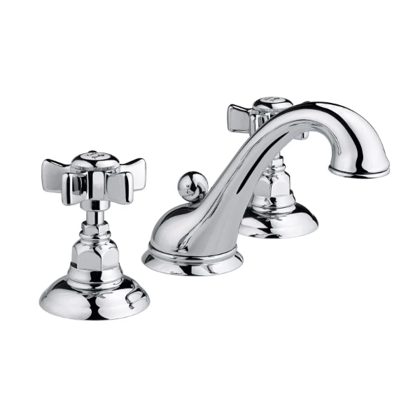 MELANGEUR DE LAVABO 3-TROUS COTTAGE DAMES ANGLAISES chromé avec vidage