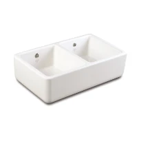 EVIER COTTAGE 795 - 465 o 229 ! blanc classiec double bowl 2 cuves kit trop plein compris - sans bonde
