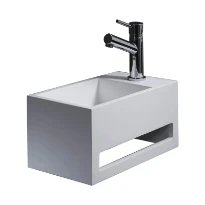 Aqua Prestige Sentodesign lave-mains 330 x 180 mm - blanc mat - avec trou de robinet droite - sans trop-plein - porte-serviette