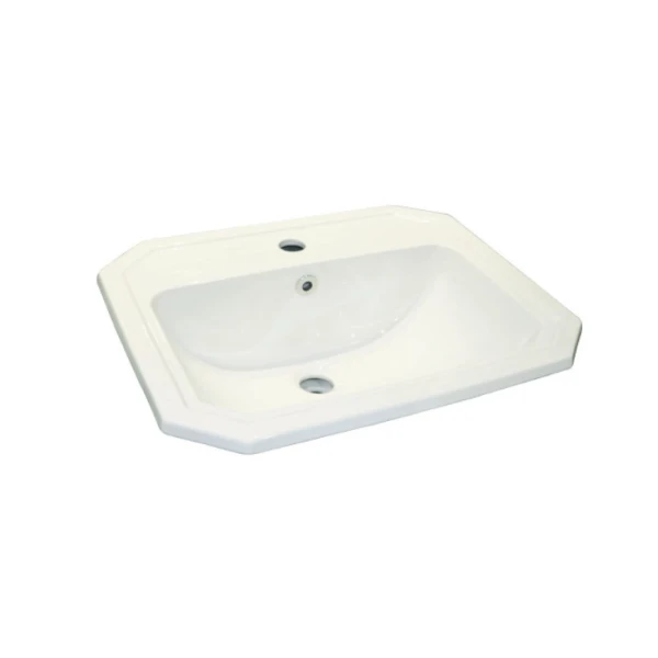 Aqua Prestige Edwardian inbouwwastafel 540 x 420 mm - wit - 3 kraangaten - met overloop